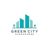 Green city logo with modern concept for business premium vector