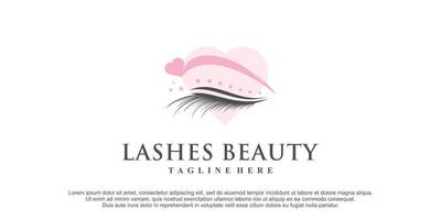 Beauty eyelash logo design for woman with creative element Premium Vector