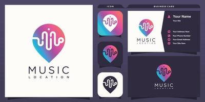 Pin logo with music design concept Premium Vector