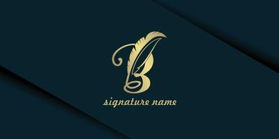 signature logo design with letter B concept premium vector