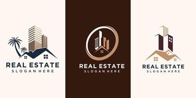 logotipo de bienes raíces con vector premium de diseño creativo