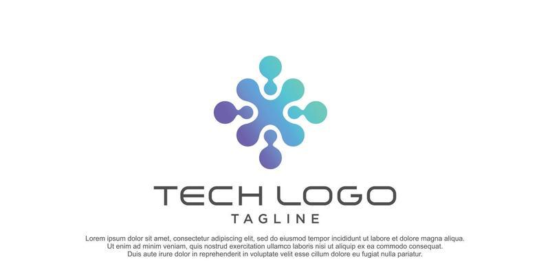 Tech logo with creative concept premium vector