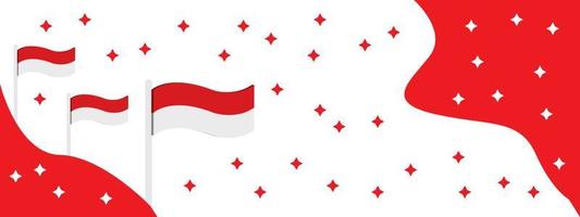 fondo de la bandera con la estrella de la independencia de Indonesia para el 17 de agosto sobre fondo de fuegos artificiales. cartel para celebrar el día nacional de indonesia. vector