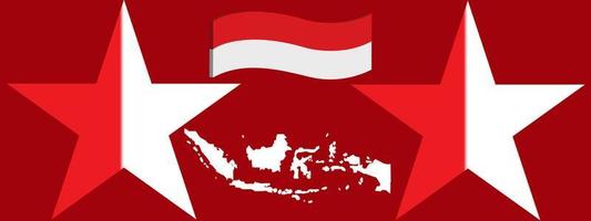 Flag background with stars and the map of Indonesian independence.For Indonesia flag icons set in the shape of square. vector