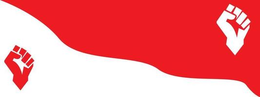 fondo de bandera roja y blanca de indonesia con manos arriba, independencia.para el diseño de pancarta, tarjeta de felicitación, del día de la independencia de indonesia con indonesio vector