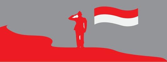 antecedentes de la bandera indonesia para la independencia el 17 de agosto con héroes nacionales. vector