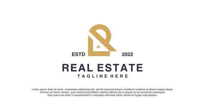 Letter R logo with real estate building concept premium vector