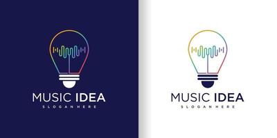 Light bulb logo with music design concept Premium Vector