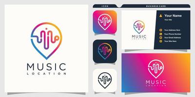 Pin logo with music design concept Premium Vector