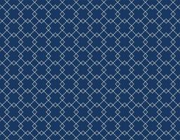 Japanese Sashiko seamless pattern. Indigo background. white thin line on blue wallpaper. Vector