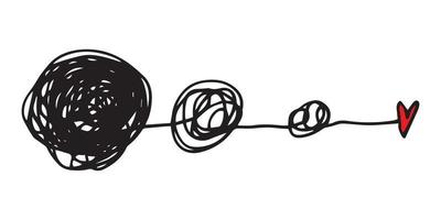 tangled heart thread vector hand drawn illustration