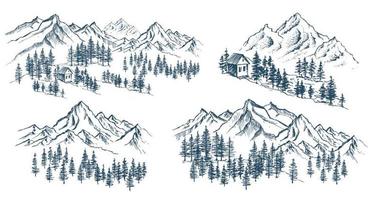 Mountain landscape, hand drawn illustration vector