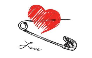 Valentines day. Heart grunge. Hand drawn illustration vector