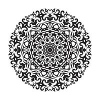 mandala floral en ilustración vectorial en blanco y negro, patrón de ornamento redondo, página de coloración de mandala floral gratis, mandala circular con flor de loto, patrones de relajación de mandala diseño único vector