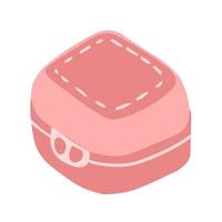 Hand drawn lunch box vector illustration. Doodle pink lunchbox clip art