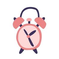 Vector doodle alarm clock clip art. Hand drawn pink alarm clocl illustration