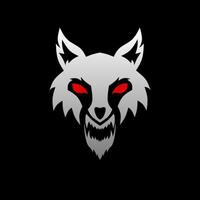 ilustración gráficos vectoriales de plantilla logo bestia lobo ojos rojos
