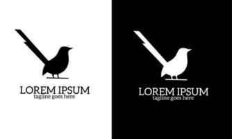 plantilla logo urraca pájaro negros y color blanco vector