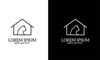 Illustration vector graphics of template logo cat home simple design out line, monoline, lineart
