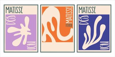 Aesthetic matisse poster set isolated with text. Modern minimal design collection. Abstract vector illustration. Vintage nature graphic. Abstract art background vector. Trendy floral design