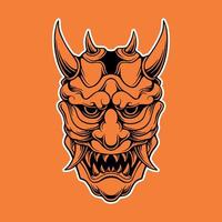 Japanese samurai demon mask vector