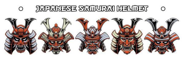 Ilustración de vector de casco samurai japonés