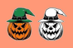 conjunto de vectores de diseño lindo de calabaza de halloween