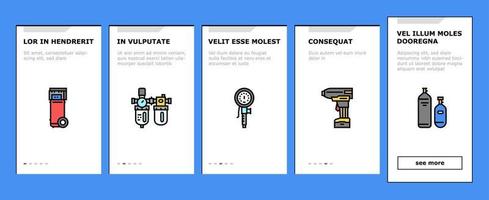 Air Compressor Tool Onboarding Icons Set Vector