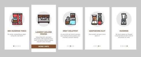 Coffee Shop Equipment Onboarding Icons Set Vector
