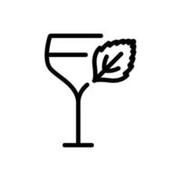 mint drink in wineglass icon vector outline illustration