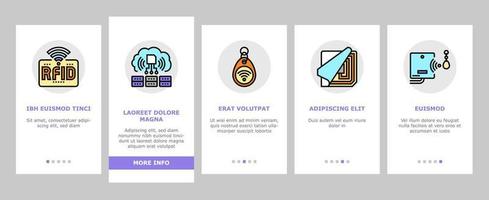 Rfid Chip Technology Onboarding Icons Set Vector