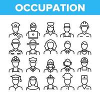 Occupation Collection Elements Icons Set Vector