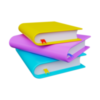 Stack of colored books. 3d render png