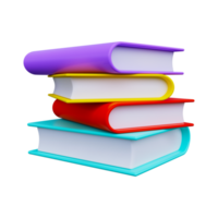 Stack of colored books. 3d render png