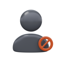 Blocked user icon 3d render png