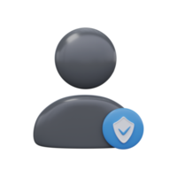 Verified secure user icon 3d render png