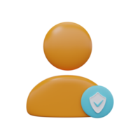 Verified secure user icon 3d render png