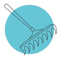 Icon of Garden Rake on color backgrond. Simple line doodle Garden Rake icon. Vector illustration in editable line.