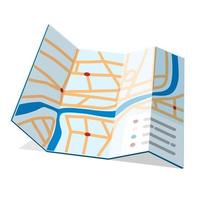 Folded paper city map with red points. Vector icon. Illustration design