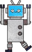 retro grunge texture cartoon robot vector