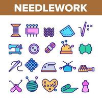 Needlework Collection Elements Icons Color Set Vector