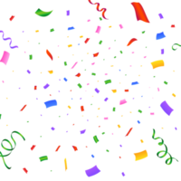 Confetti PNG image for birthday party background. Simple tinsel and confetti explosion. Colorful confetti on a transparent background. Event and party celebration elements.