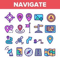 Navigation Linear Vector Thin Icons Set Symbol