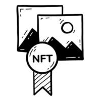 NFT ownership of images and pictures doodle icon vector
