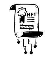 NFT non-fungible token cryptographic ownership certificate icon vector