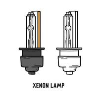Xenon arc lamp, electric light bulb for car headlights icon in doodle style vector