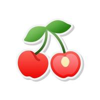 Cherry sticker icon, Vector, Illustration. vector
