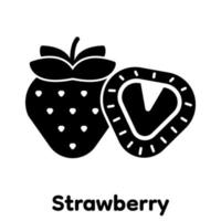 Strawberry glyph icon, Vector, Illustration. vector