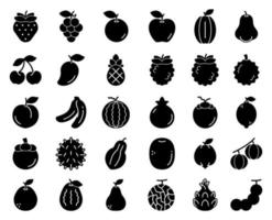 conjunto de iconos de glifo de fruta, vector, ilustración. vector