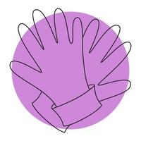 Icon of Garden Gloves on color backgrond. Simple line doodle Garden Gloves icon. Vector illustration in editable line.